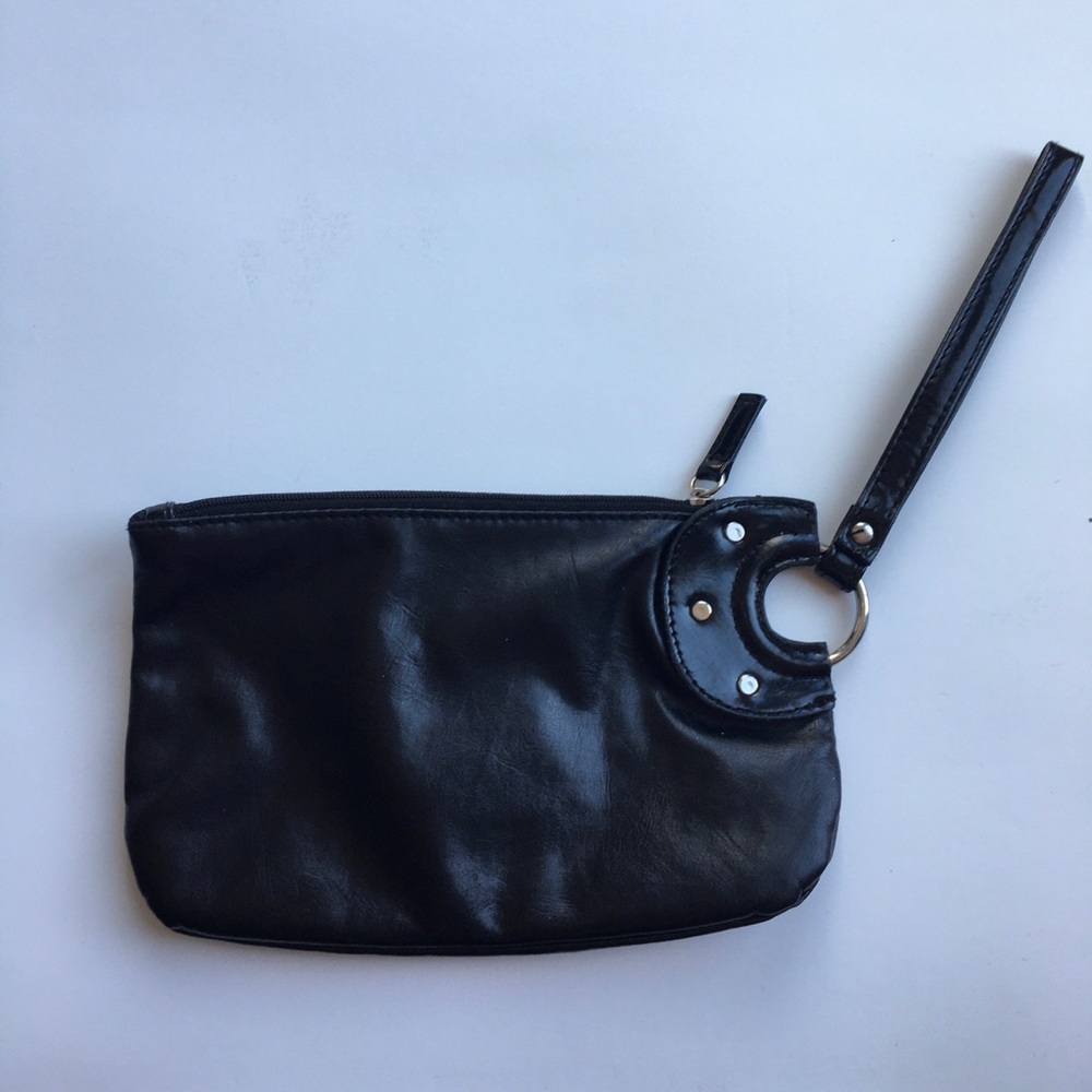 Black Vegan  Leather Wristlet